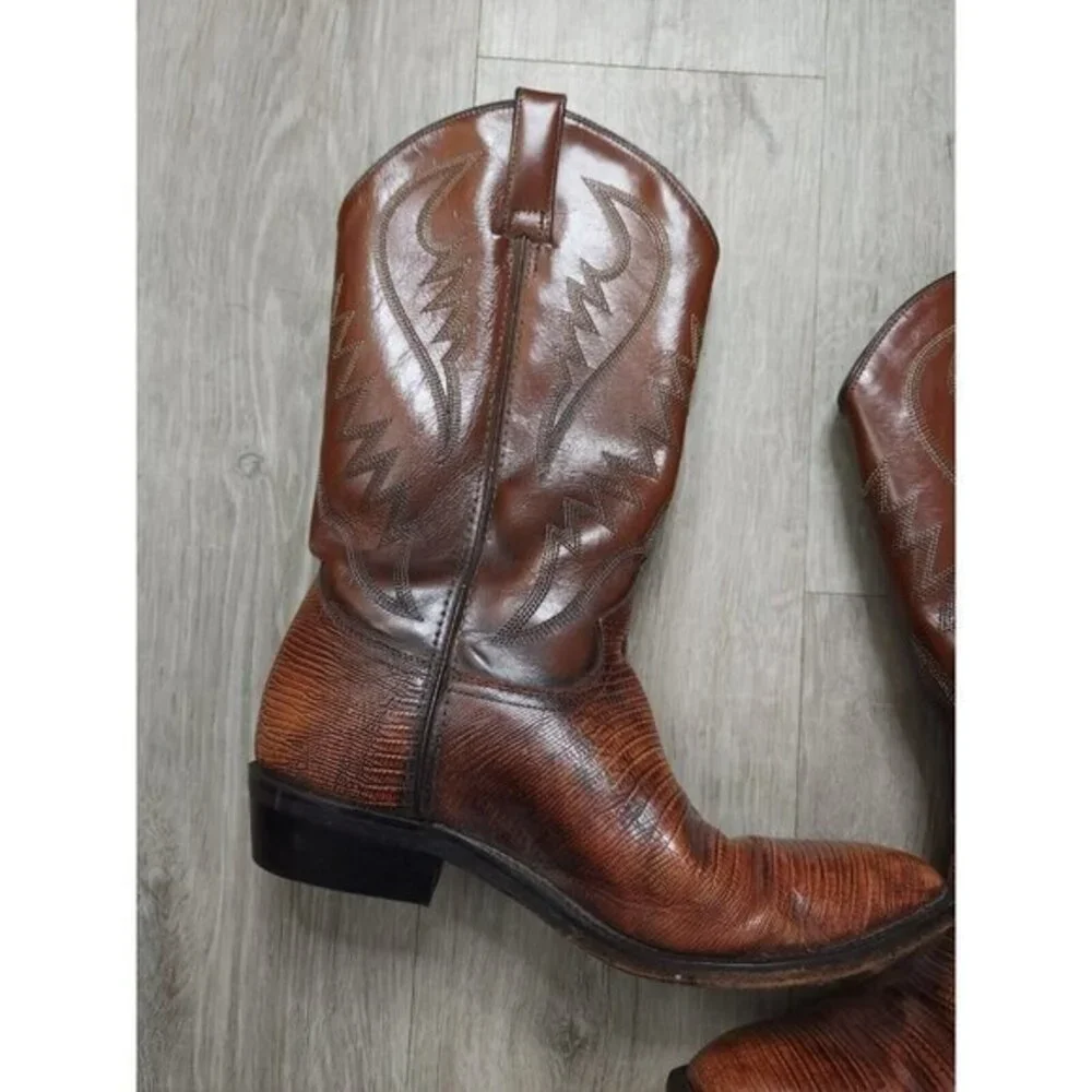 Vintage Sedona Cowboy Western Boots Teju Lizard Iguana Skin‎ Mens 9.5M